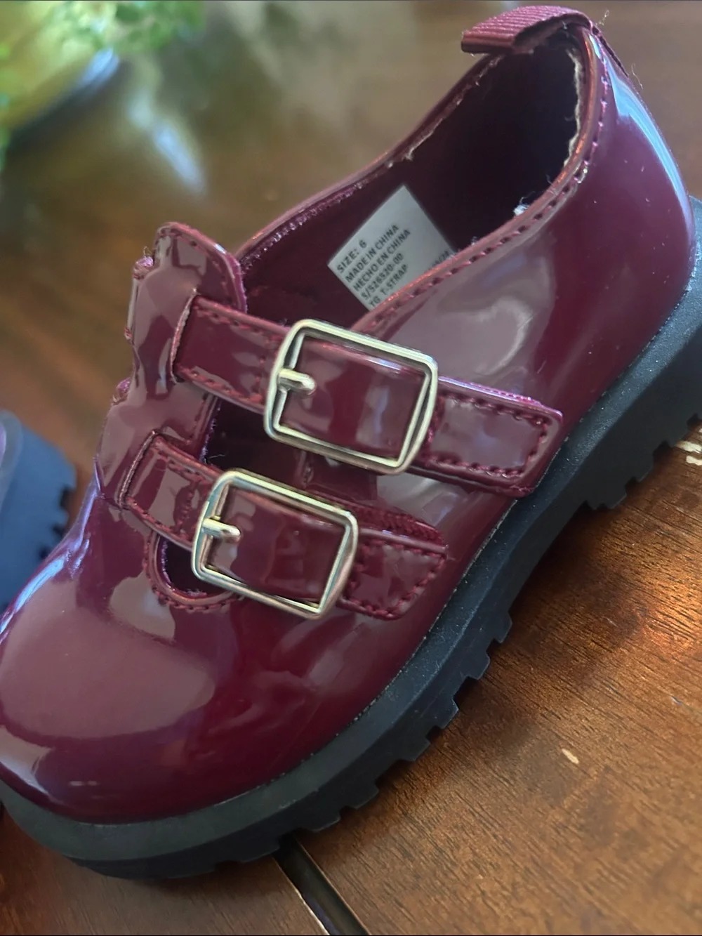 GAP Kids Patent Double-Buckle Dress Shoes — Deep Wine